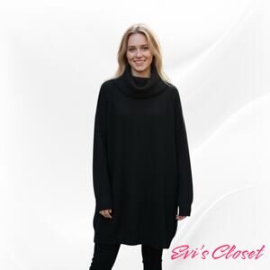 Women's Black Knit Sweater Dress Cowl Neck 100% Acrylic Sz M